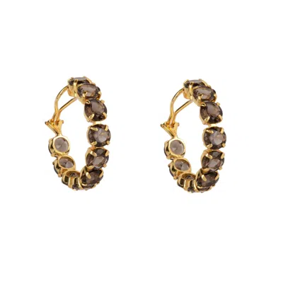 BOUNKIT WOMEN'S BROWN / GOLD ELAINE HOOPS PIERCED
