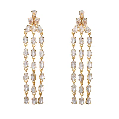 BOUNKIT WOMEN'S GOLD / NEUTRALS AVA EARRINGS CLEAR QUARTZ CLIP ON
