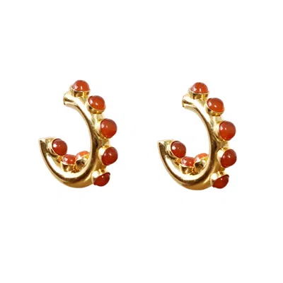 BOUNKIT WOMEN'S GOLD / ORANGE NICOLE HOOPS CARNELIAN