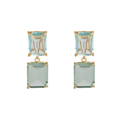 BOUNKIT WOMEN'S GREEN / BLUE RENATA EARRINGS GREEN AMETHYST CLIP ON