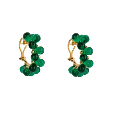 BOUNKIT WOMEN'S GREEN / GOLD HARPER HOOPS GREEN QUARTZ