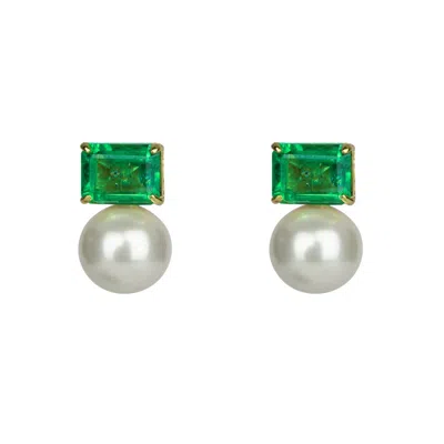 BOUNKIT WOMEN'S GREEN / GOLD / WHITE SIXTINE STUDS PIERCED