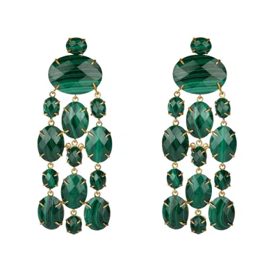 BOUNKIT WOMEN'S GREEN MARYSOL EARRINGS MALACHITE CLIP ON