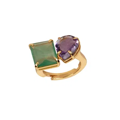 BOUNKIT WOMEN'S GREEN / GOLD PAULINE RING