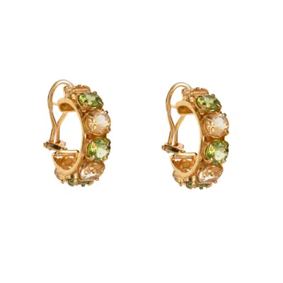 BOUNKIT WOMEN'S GREEN / GOLD / NEUTRALS ALYSON HOOPS PERIDOT PIERCED