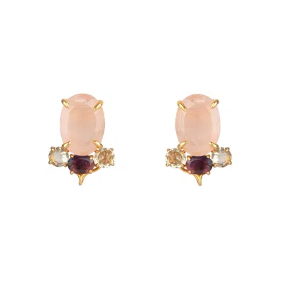 BOUNKIT WOMEN'S PINK / PURPLE / GOLD ALESSIA STUDS CLIP ON