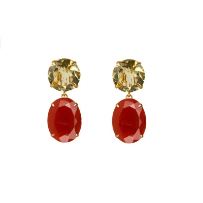 BOUNKIT WOMEN'S RED / YELLOW VANESSA EARRINGS CARNELIAN CLIP ON