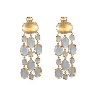 BOUNKIT WOMEN'S WHITE MARYSOL EARRINGS CLEAR QUARTZ CLIP ON