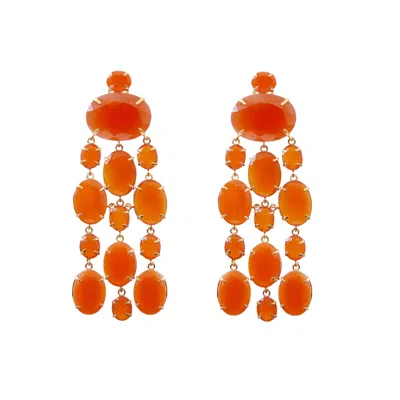 BOUNKIT WOMEN'S ORANGE MARYSOL EARRINGS CARNELIAN CLIP ON