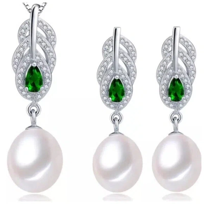 BOUTIQUE COLLECTION MADE USING SWAROVSKI CRYSTALS & NATURAL PEARL 925 SILVER JAYE NECKLACE SET S10