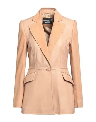 BOUTIQUE MOSCHINO BOUTIQUE MOSCHINO WOMAN BLAZER SAND SIZE 6 SHEEPSKIN, GOAT SKIN