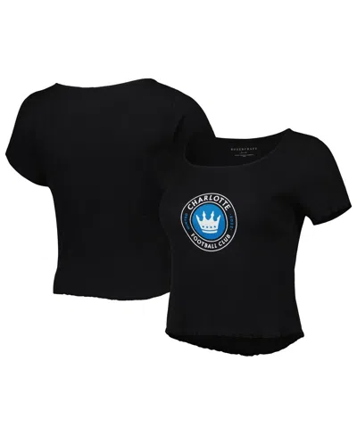 BOXERCRAFT WOMEN'S BLACK CHARLOTTE FC BABY RIB T-SHIRT