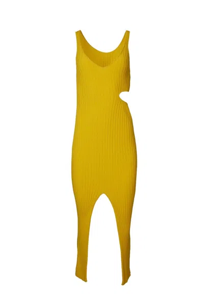 BOYAROVSKAYA KNIFE DRESS IN MUSTARD
