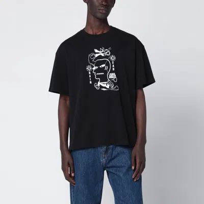 BRAIN DEAD BLACK T-SHIRT WITH LOGO PRINT