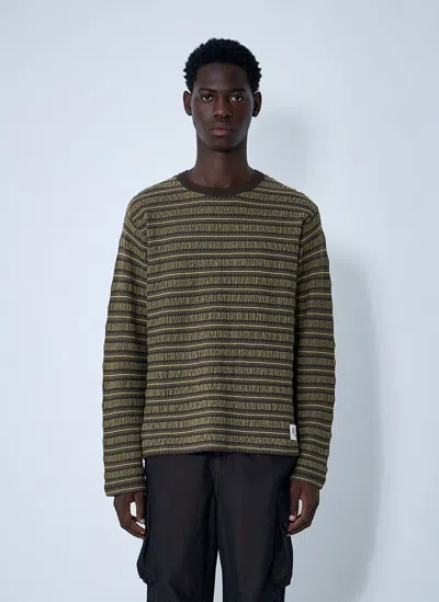 BRAIN DEAD STRIPED LOGO MOTIF T-SHIRT