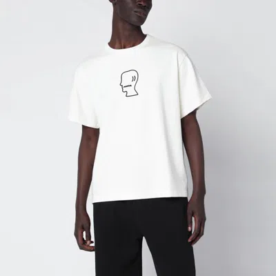 BRAIN DEAD WHITE T-SHIRT WITH EMBROIDERED LOGO