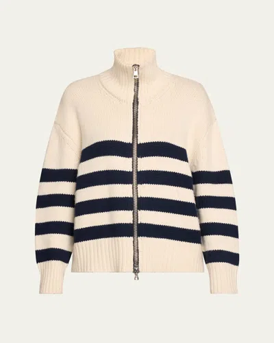 BRANDON MAXWELL THE MORGAN STRIPED CASHMERE CARDIGAN