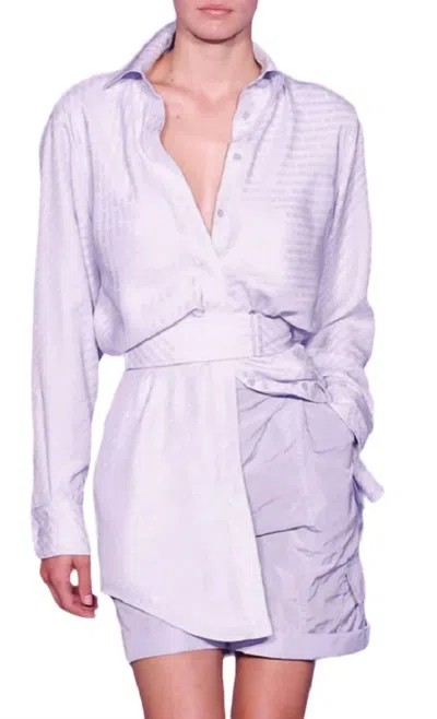 BRANDON MAXWELL VERA SHIRTDRESS IN WISTERIA