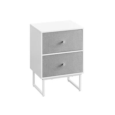 BREEBE BED SIDE TABLE WITH FABRIC DRAWERS CLOUD WHITE AND DOVE