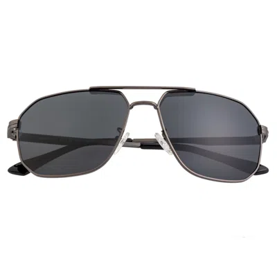 BREED MEN'S BLACK / GREY NORMA POLARIZED STAINLESS-STEEL AVIATOR SUNGLASSES - BLACK, GUNMETAL