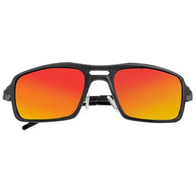 BREED MEN'S BLACK / RED ORPHEUS POLARIZED ALUMINUM RECTANGULAR SUNGLASSES - BLACK, RED-YELLOW