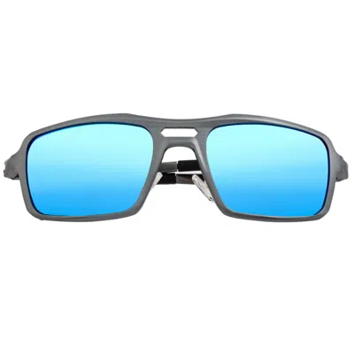 BREED MEN'S BLUE / GREY ORPHEUS POLARIZED ALUMINUM RECTANGULAR SUNGLASSES - BLUE, GUNMETAL