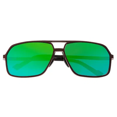 BREED MEN'S BROWN / BLUE / GREEN FORNAX POLARIZED ALUMINUM AVIATOR SUNGLASSES - BLUE-GREEN, BROWN