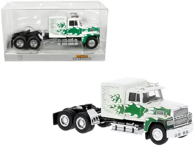BREKINA 1978 FORD LTL 9000 TRUCK TRACTOR WHITE WITH GREEN FLAMES 1/87 (HO) SCALE MODEL CAR BY BREKINA