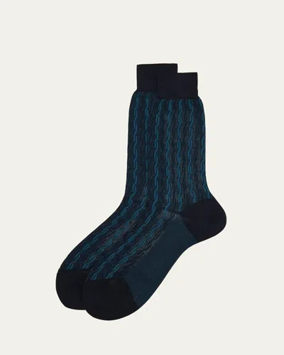 BRESCIANI MEN'S COTTON CABLE WEAVE CREW SOCKS