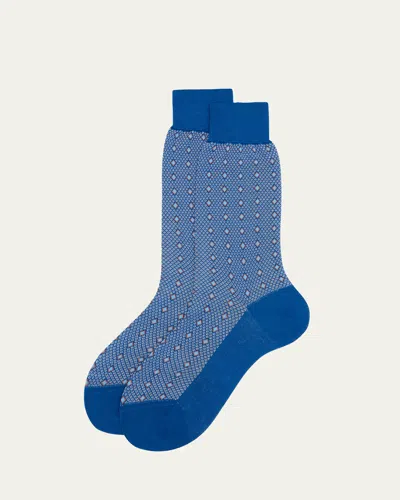 BRESCIANI MEN'S COTTON DIAMOND-WOVEN CREW SOCKS