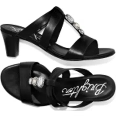 BRIGHTON TENLEY BLACK HIGH HEEL LEATHER SLIP ON SANDAL