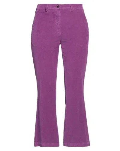 BRIGLIA 1949 BRIGLIA 1949 WOMAN PANTS PURPLE SIZE 6 COTTON, LYOCELL, ELASTANE