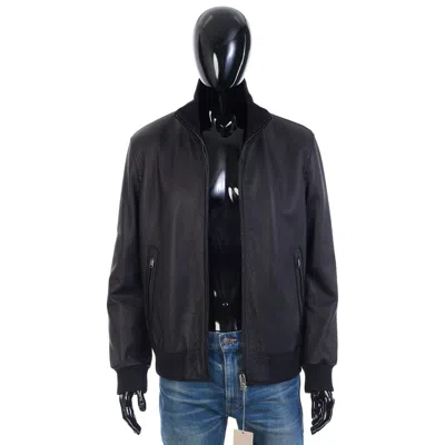 BRIONI BRIONI 6995$ ICONIC BLACK LEATHER BOMBER JACKET
