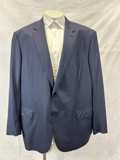 BRIONI BRIONI GIACCA COLOSSOE SUPER 160’S SOLID NAVY BLAZER 2 BT SZ EU 60 R/US 50 R