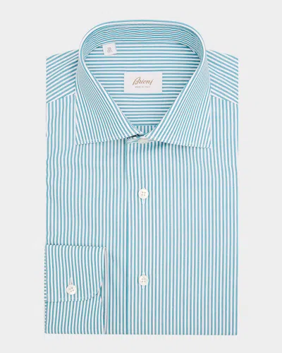 BRIONI MEN'S COTTON THIN STRIPE DRESS SHIRT