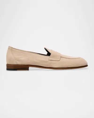 BRIONI MEN'S SUEDE PENNY LOAFERS