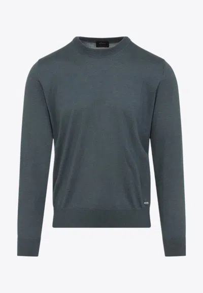 BRIONI METAL-LOGO CASHMERE AND SILK SWEATER