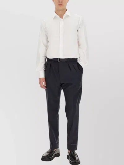 BRIONI TAILORED TROUSERS WITH BELT LOOPS AND CUFFED HEM