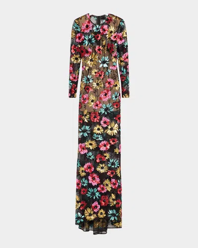 BRONX AND BANCO FRANCESCA SEQUIN EMBROIDERED COLUMN GOWN