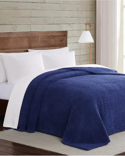 BROOKLYN LOOM BROOKLYN LOOM MARSHMALLOW SHERPA BLANKET NAVY