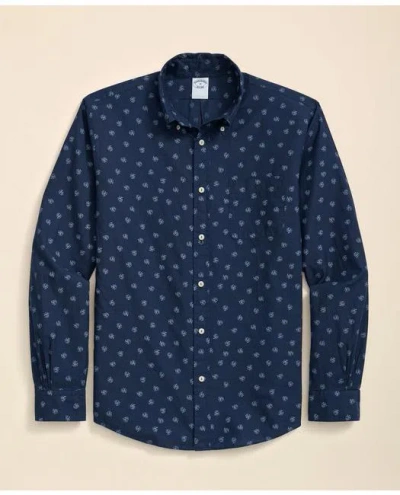 BROOKS BROTHERS COTTON SPORT SHIRT IN INDIGO FOULARD PRINT