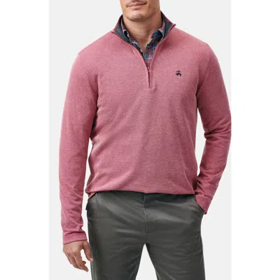 BROOKS BROTHERS BROOKS BROTHERS HEATHERED PIQUÉ HALF ZIP PULLOVER