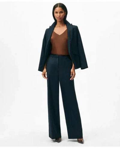 BROOKS BROTHERS PEAK LAPEL JACKET IN PINSTRIPE FLANNEL MERINO WOOL BLEND