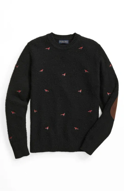 BROOKS BROTHERS BROOKS BROTHERS PHEASANT EMBROIDERY WOOL SWEATER