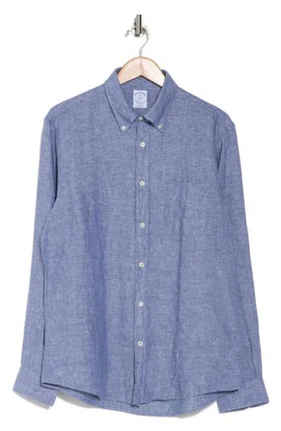 BROOKS BROTHERS BROOKS BROTHERS REGULAR FIT LINEN BUTTON-DOWN SHIRT