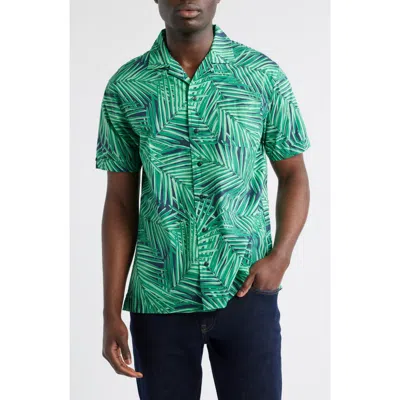 BROOKS BROTHERS BROOKS BROTHERS REGULAR FIT PALM LEAF PRINT COTTON POPLIN CAMP SHIRT