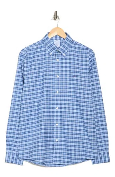 BROOKS BROTHERS BROOKS BROTHERS REGULAR FIT PLAID STRETCH BUTTON-DOWN DRESS SHIRT