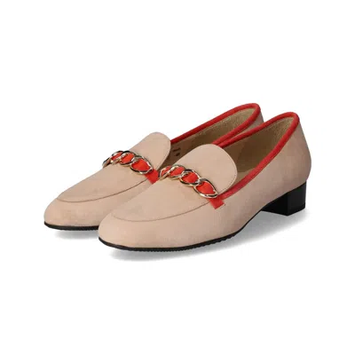 BRUNATE BRUNATE SLIPPER LOAFER BIBA BEIGE ROTE HIGHLIGHTS KLASSISCHES DESIGN LEDER