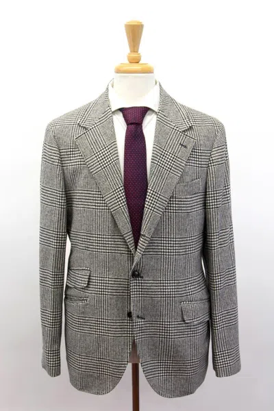 BRUNELLO CUCINELLI $5100 BRUNELLO CUCINELLI MEN CASHMERE-WOOL HOUNDSTOOTH-PLAID SPORT COAT A248