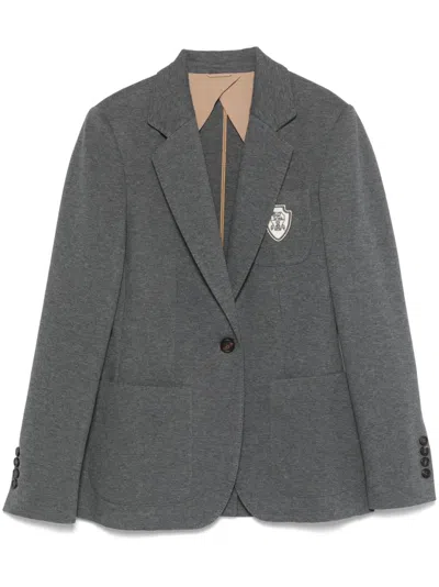 BRUNELLO CUCINELLI BADGE-DETAIL BLAZER
